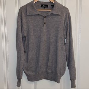 Tuscany Extra Fine Merino Wool Gray Pullover Sweater